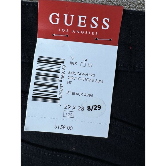 Guess Rhinestone G Black Jeans Slim Straight Leg Size 8/29 - Picture 11 of 15